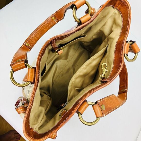 COACH #10002 Gold & Patchwork Leather Trim Tote / Shoulder Bag - Picture 5 of 14